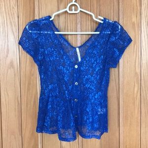 Royal Blue Lacey Peplum Top